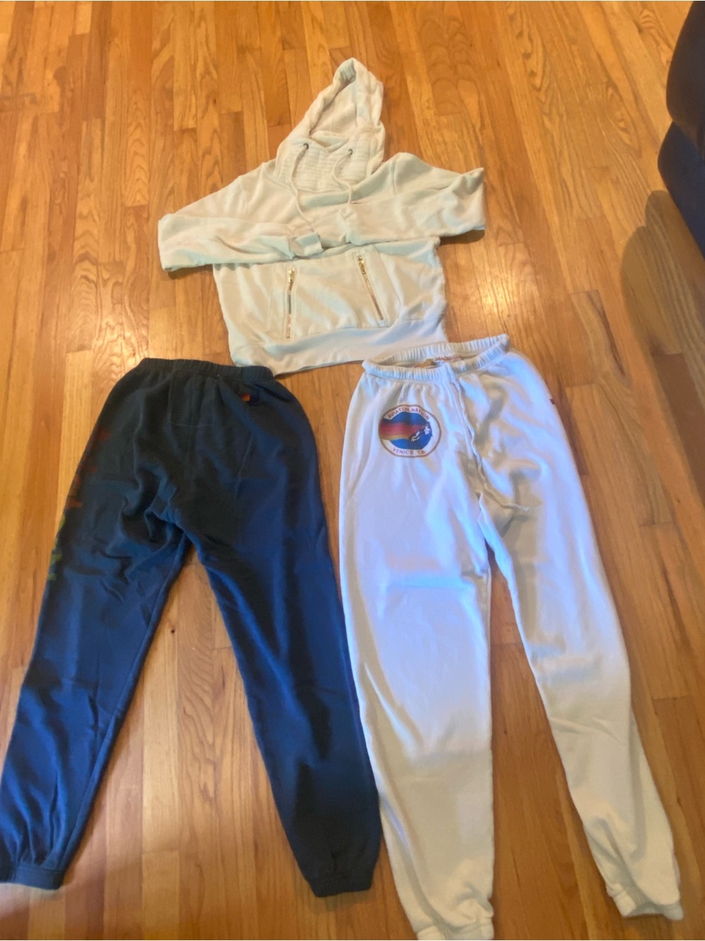 Aviator Nation set of 3 size XS sweat-pant joggers and ninja hoodie white blue